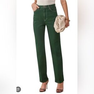 Reformation Cowboy High Rise Straight Leg Denim, Green, Size 27